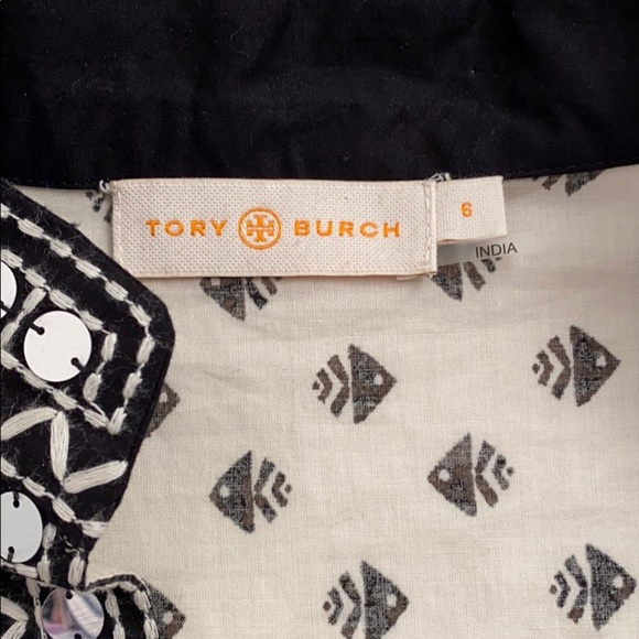 Tory Burch multicolor fish print tunic cream and black 6 - Picture 14 of 15